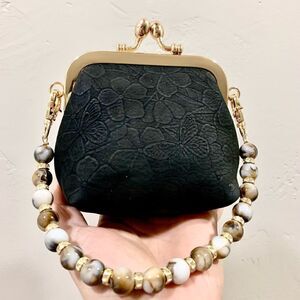 Handmade Genuine NuBuck Leather Floral Embossed Wristlet/Coin Pouch/Crossbody